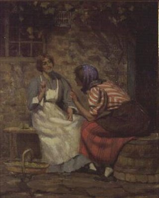 Skandal, Bir Kulübenin Dışında Dedikoducu İki Kız by Arthur Claude Cooke