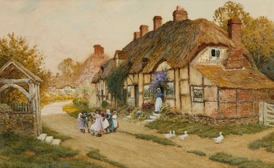 Köyde Bir Kulübenin Dışında Oynayan Çocuklar by Arthur Claude Strachan