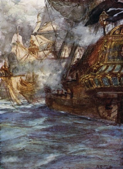 Avery, Korsan, iki silahlı Danimarka Gemisini alıyor by Arthur David McCormick