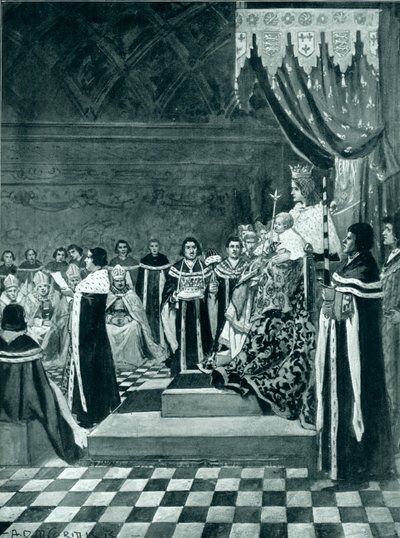 Henry VI annesiyle birlikte parlamentoyu açıyor by Arthur David McCormick