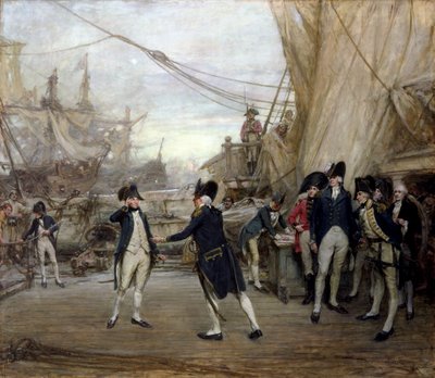 Nelson St Vincent Muharebesinden Sonra Amiral Jervis Tarafından Kabul Edildi (tuval üzerine yağlıboya) by Arthur David McCormick