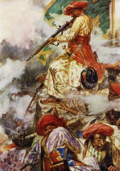 Tipu, ilerleyen düşmanlarına soğukkanlılıkla ateş etti. by Arthur David McCormick