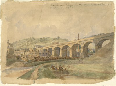 Manchester & Leeds Demiryolu üzerindeki Todmorden Viyadüğü, İngiltere 1843 by Arthur Fitzwilliam Tait