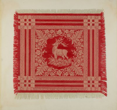 Kırmızı Beyaz Peçete (Geyik Tasarımı) by Arthur G. Merkley