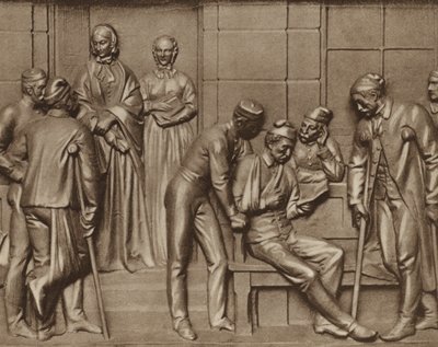 Florence Nightingale hastaları ziyaret ediyor, Woolwich hastanesinde rahatlama, Londra (s/b fotoğraf) by Arthur George Walker