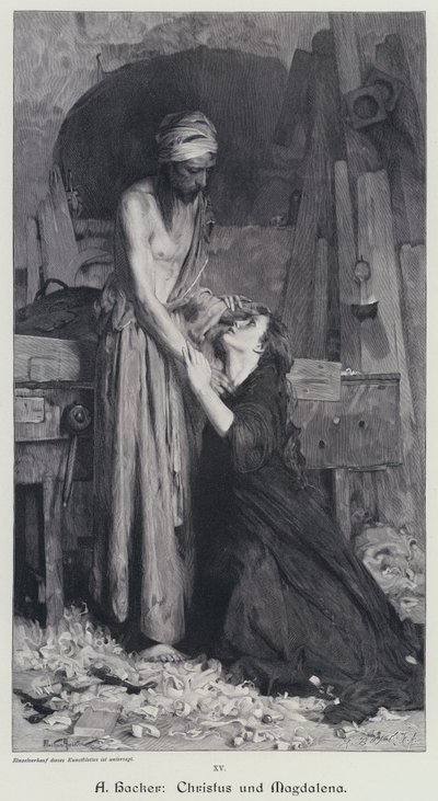 İsa ve Mecdelli (gravür) by Arthur Hacker