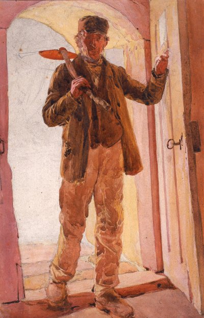 İşçi (kağıt üzerine kurşun kalem ve sulu boya (gemide)) by Arthur Hardwick Marsh