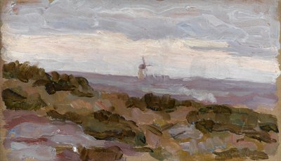 Ufukta yel değirmeni ile peyzaj çalışması, c.1900 by Arthur Haythorne Studd
