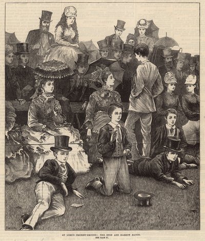 Lord'un kriket sahasında, Eton ve Harrow maçı (gravür) by Arthur Hopkins
