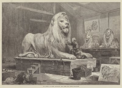 Sir Edwin Landseer, Aslanları Trafalgar-Square için Modelliyor by Arthur Hopkins