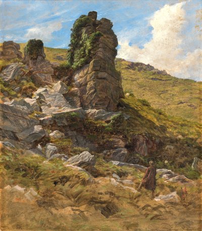 Rocky Outcrop (karttaki yağ) by Arthur Hughes