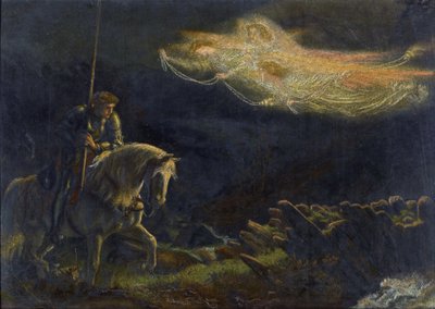 Efendim Galahad. La Quete du Saint Graal Sir Galahad. The Quest for the Holy Grail par Arthur Hughes (1832-1915) - Ahşap üzerine yağlı boya, 30,5x43 - Özel Koleksiyon by Arthur Hugues