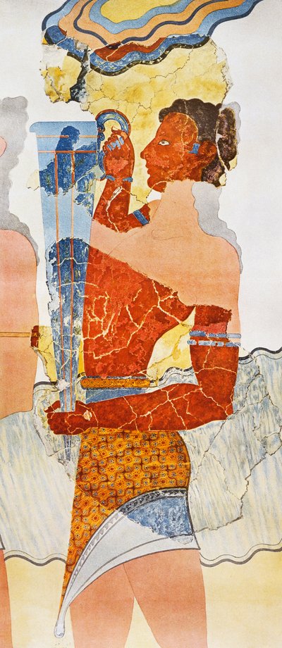 Knossos'taki Minos Sarayı'ndan alınan sakiyi betimleyen fresk reprodüksiyonu by Arthur John Evans