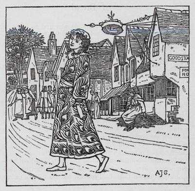 Hans Christian Andersen: Somun üzerinde yürüyen Kız (litho) by Arthur Joseph Gaskin