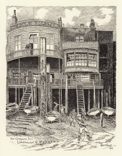 The Grapes Inn, Limehouse (lito) by Arthur Moreland