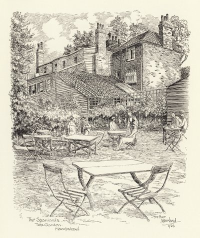 The Spaniards Çay Bahçesi, Hampstead (lito) by Arthur Moreland