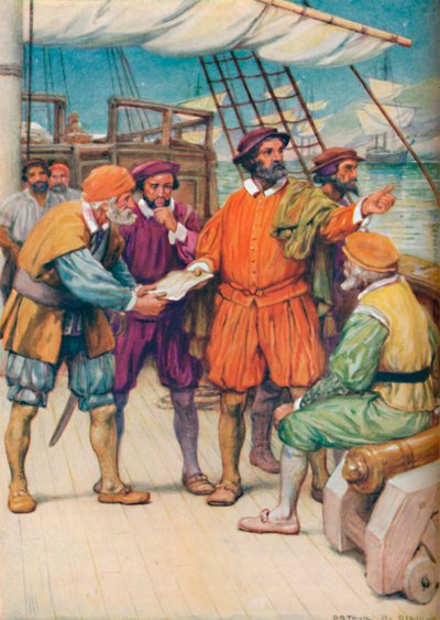 Magellan Navigatörlerine Danışıyor, c1925 by Arthur Percy Dixon