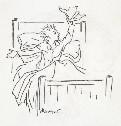 yatakta bir çocuk by Arthur Rackham