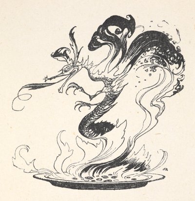 Yanan para tabağından çıkan bir ejderha by Arthur Rackham