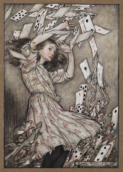 Alice ve düşen kart destesi by Arthur Rackham