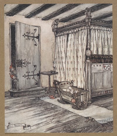 Neredeyse peri zamanı'. Bir Yaz Gecesi Rüyası'ndan bir sahne. by Arthur Rackham