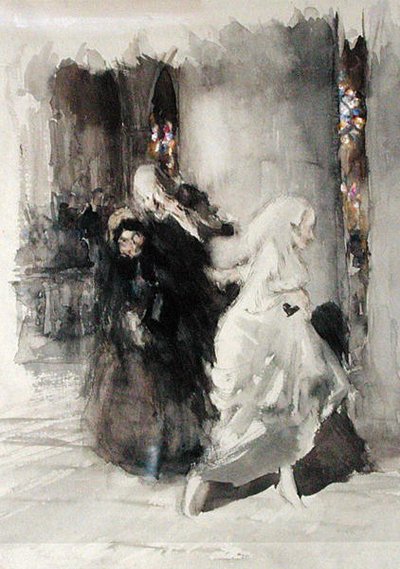 Düğünde (kağıt üzerine sulu boya) by Arthur Rackham