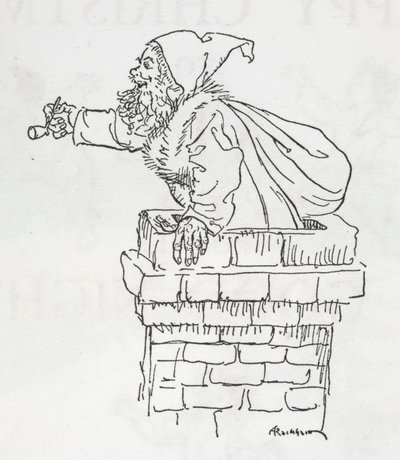 Noel Baba bacadan aşağı iniyor by Arthur Rackham