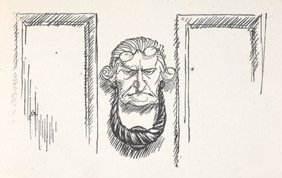 Scrooge yüzü ile ön kapı tokmağı by Arthur Rackham