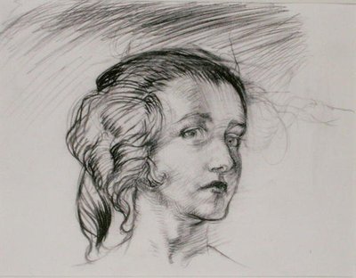 Kızın Başı (kağıt üzerine kurşun kalem) by Arthur Rackham