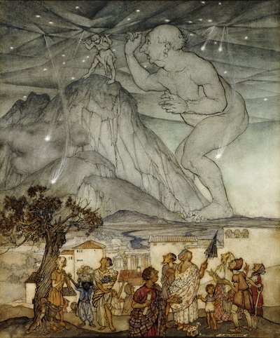 Atlas Yerine Gökyüzünü Destekleyen Herkül, 1922 by Arthur Rackham