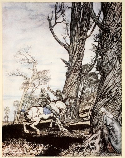 Sir Launcelot, leydileri, hanımları ve beyefendi kadınları üzen şövalye Sir Peris de Forest Savage