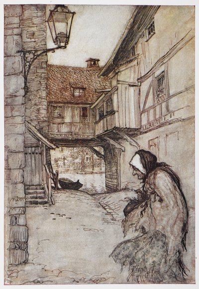 Saman, kömür ve Fasulye'den İllüstrasyon. by Arthur Rackham