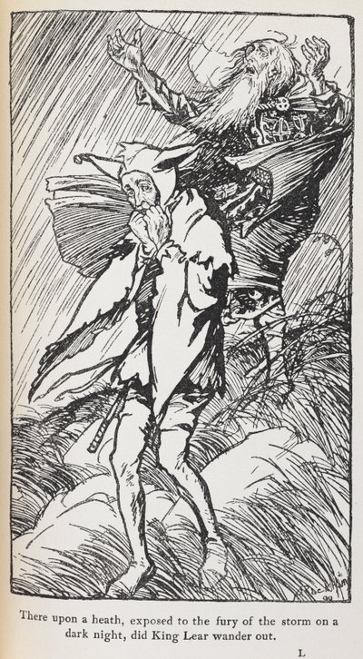 Kral Lear'ın çizimi. by Arthur Rackham