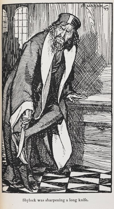 Venedik Taciri'nden Shylock'un İllüstrasyonu by Arthur Rackham