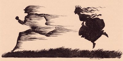 Sanki rüzgar ıslık çalmış gibiydi. Grimm's Fairy Tale, How Six Men Got On The World'den Arthur Rackham'ın illüstrasyonu. by Arthur Rackham
