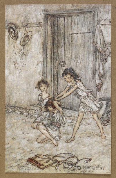Okula gittiğinde bir cadalozdu'. Bir Yaz Gecesi Rüyası'ndan bir sahne. by Arthur Rackham