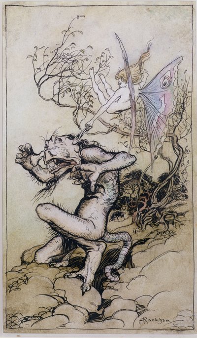 Sprite ve Monster, Charles (1775-1834) ve Mary Lamb (1764-1847) 1909 (kalem ve mürekkep, wc) tarafından yazılan Shakespeare