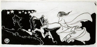 Starlight Frolics (kağıt üzerinde kalem ve mürekkep) by Arthur Rackham