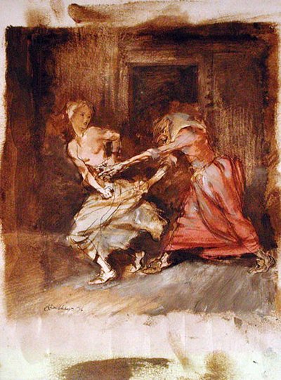 Bir cadı ve kızlık için çalışma by Arthur Rackham