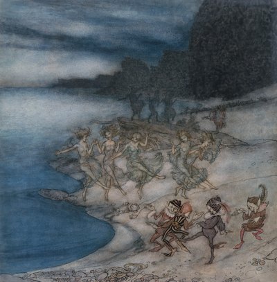 Pert Perileri ve Zarif Elfler (suluboya ve kalem ve siyah mürekkep) by Arthur Rackham