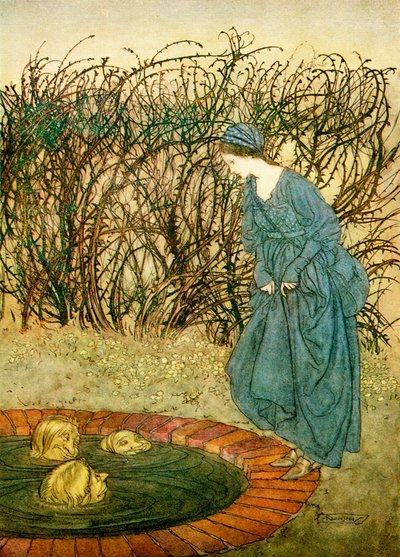 F.A. Steel tarafından yeniden anlatılan İngiliz Masallarından Kuyunun Üç Başı, 1927 by Arthur Rackham