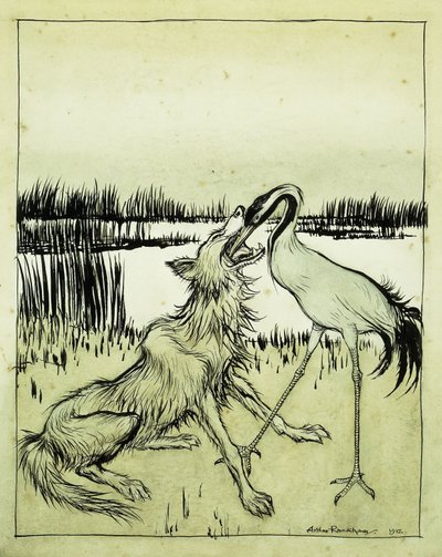 Kurt ve Turna - Ezops Masalları, 1912 by Arthur Rackham