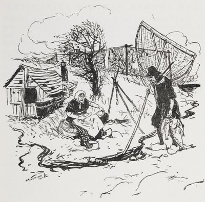 Balıkçı ve eşi. by Arthur Rackham