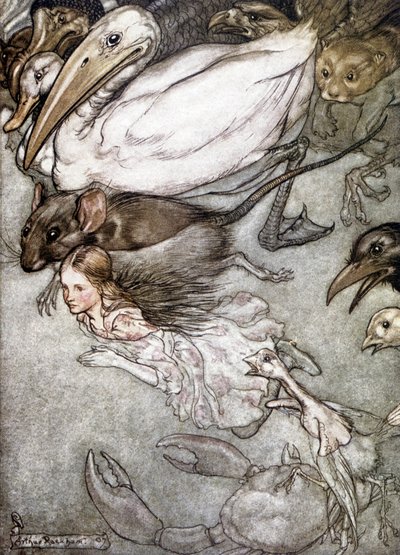 Gözyaşı göleti - Lewis Carroll'ın “” Alice Harikalar Diyarında Maceraları”nda, hasta. tarafından Arthur Rackham by Arthur Rackham