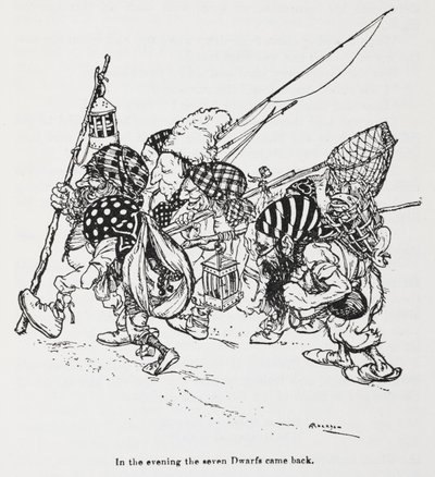 Snowdrop'tan (Pamuk Prenses) yedi cüceler by Arthur Rackham
