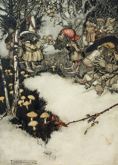 İçkilerini derin bir sessizlik içinde içtiler, 1905 (kağıt üzerinde kalem & in ve wc) by Arthur Rackham