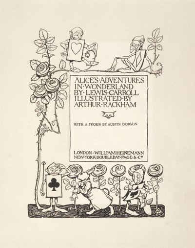 Başlık Sayfası, Alice Harikalar Diyarında, Lewis Carroll tarafından, pub.1907 by Arthur Rackham