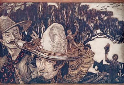Tom babasına veda ettiğinde onunla birlikte gittiler .. , Grimm Kardeşlerin Masalları, pub. 1909 by Arthur Rackham