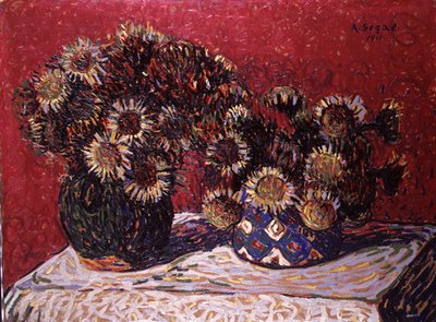 İki Vazo Çiçek by Arthur Segal