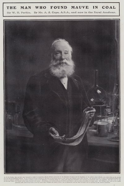 William Henry Perkin, ilk sentetik organik boya olan leylak rengi (lito) keşfeden İngiliz kimyager by Arthur Stockdale Cope